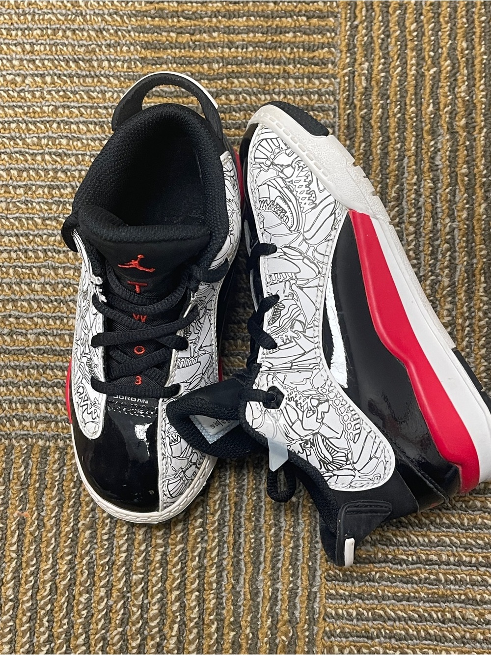 Nike Jordan Dub Zero Boys Kids Size 10C White True Red Black (DV1358-162)